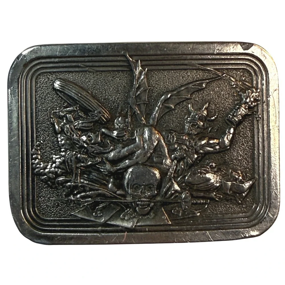 Vintage Baron Buckles Gargoyle‎ Skull Belt Buckle Made USA Gothic Fantasy Biker
